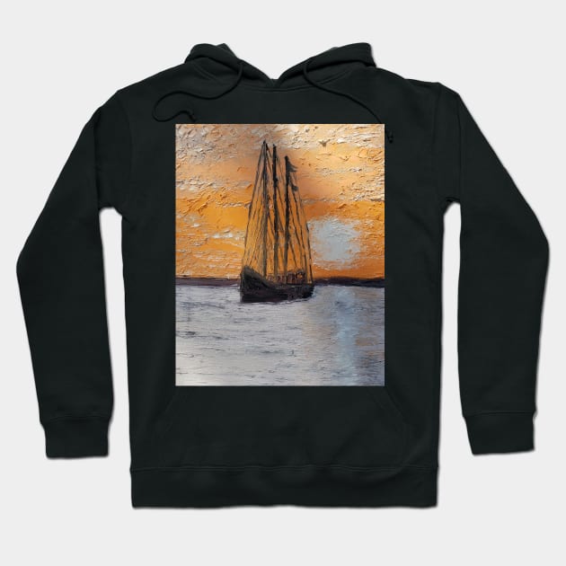 Sunset voyage oil painting by Tabitha Kremesec Hoodie by TeteSteva19